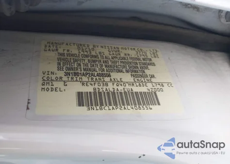 2010 Nissan Versa 1.8S из США, поврежденный, VIN 3N1BC1AP2AL408556